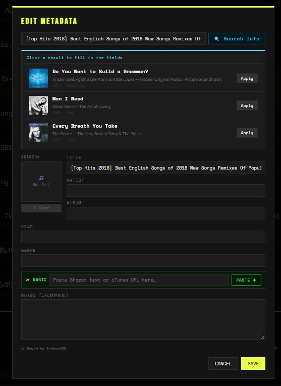 CANTO Edit Metadata